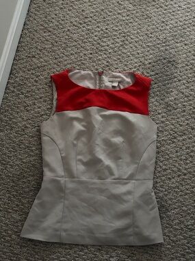 Banana Republic Red and Cream Sleeveless Sheath Top
